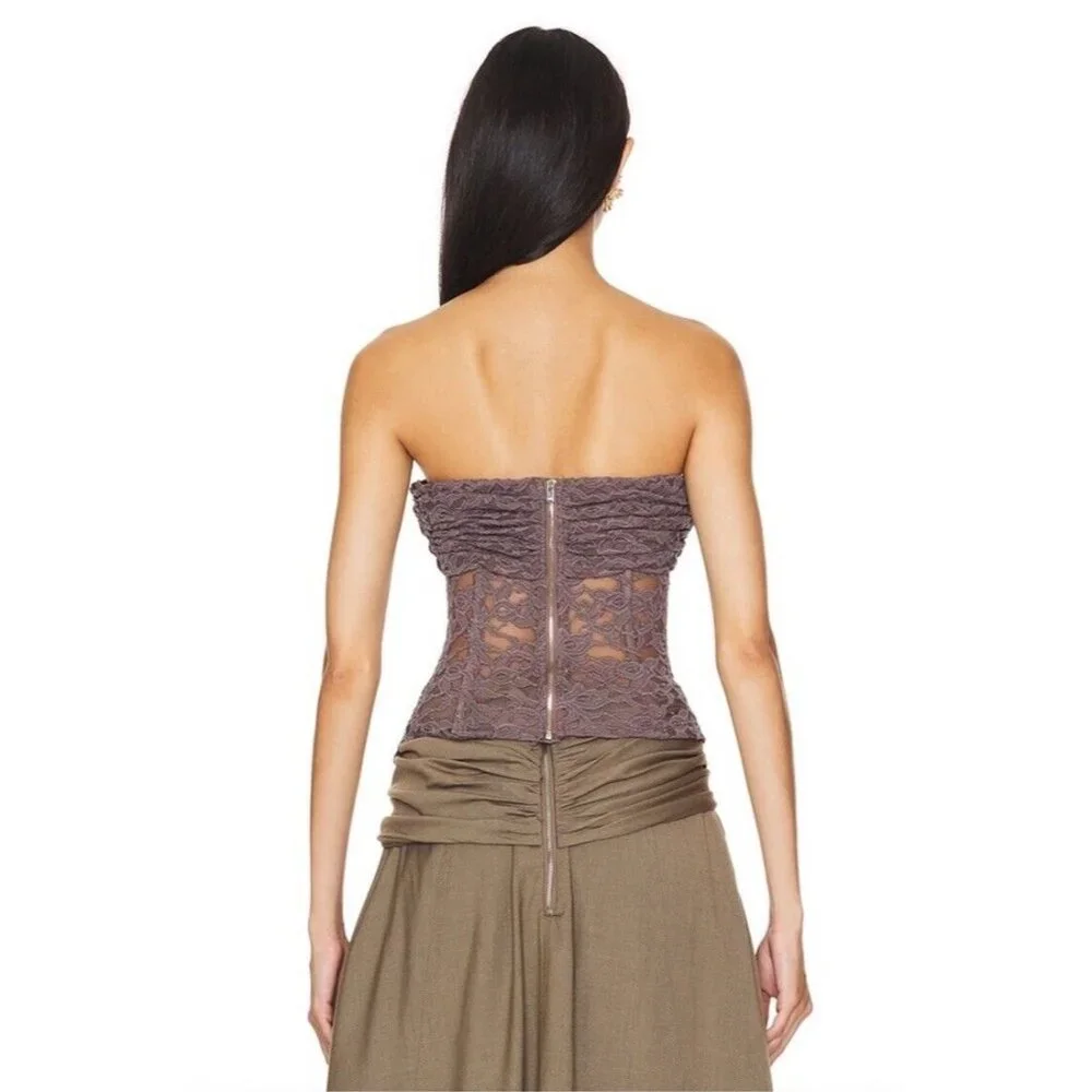 ROKH Twisted Knot Laced Corset Mocha Grey